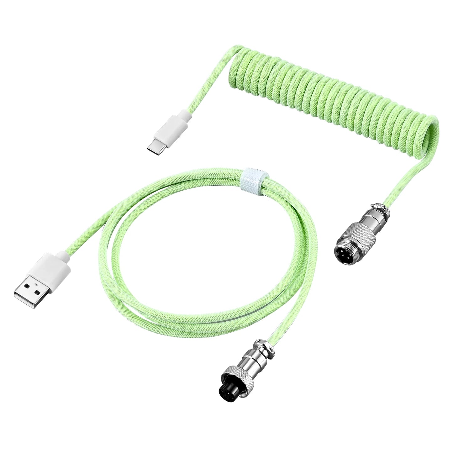 Coiled Keyboard Cable Type C To USB-A Mechanical Keyboard Cable Detachable Metal Aviator Double Sleeved Wire For Gaming Keyboard