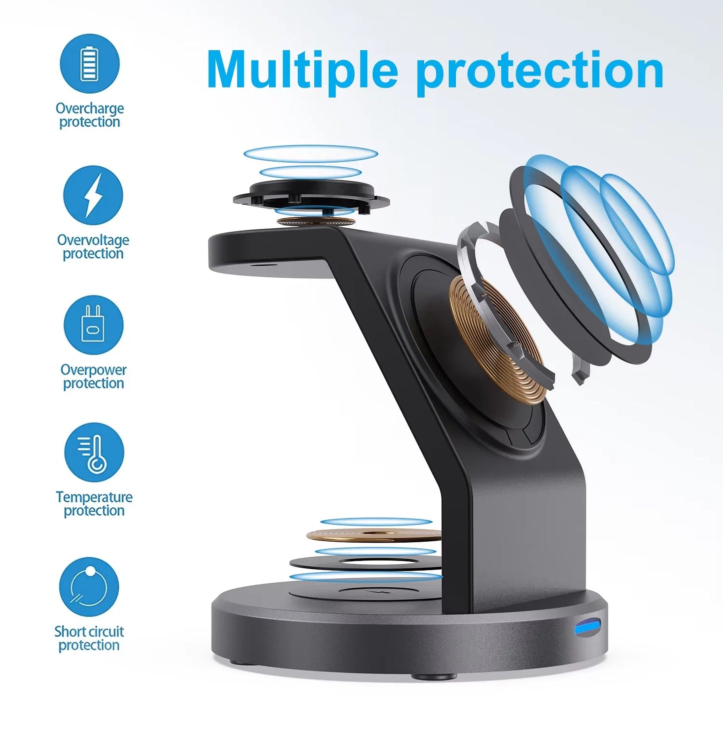 3 In 1 Magnetic Wireless Charger Stand For iPhone 17 16 15 14 13 12 Pro Max iWatch AirPods Station MagSafe Fast Charging Station